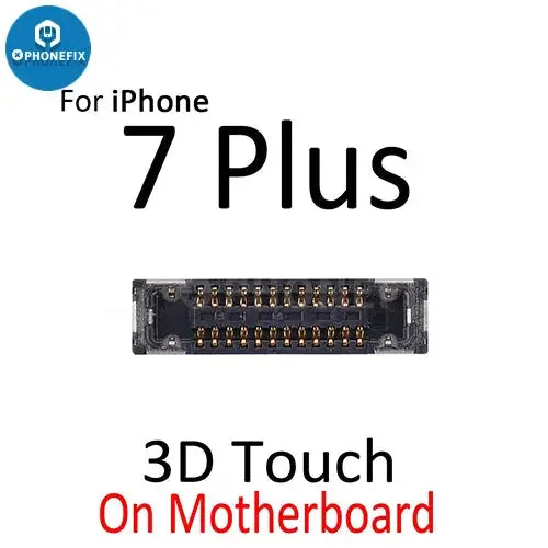 iPhone 7-8 Plus LCD display 3D Touch FPC connector port component by PHONEFIX showing detailed circuit connection on the board.