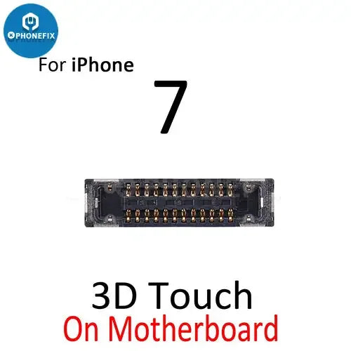 PhoneFix iPhone 7-8 Plus LCD display 3D Touch FPC connector port component, showing close-up of the connector on the circuit board.