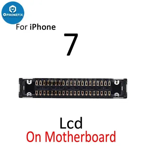 iPhone 7-8 Plus LCD display 3D Touch FPC connector port component by PHONEFIX, showing the connector and circuitry on the board.