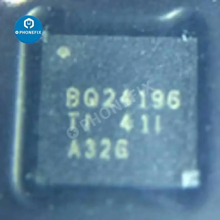 PhoneFix BQ24192/24192H/24196/24161D/24190 charging chip for Android phones, close-up of electronic component on circuit board