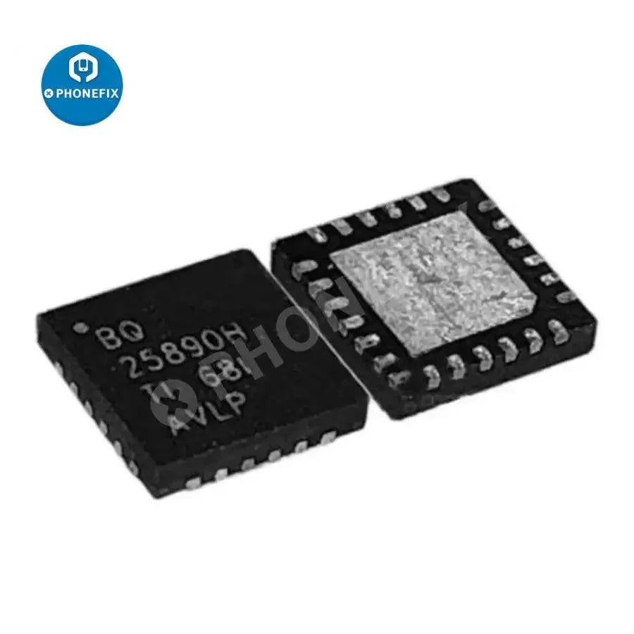 PhoneFix BQ25890/25870/25872/25892 IC charging chips for Android phones, close-up of component on circuit board.