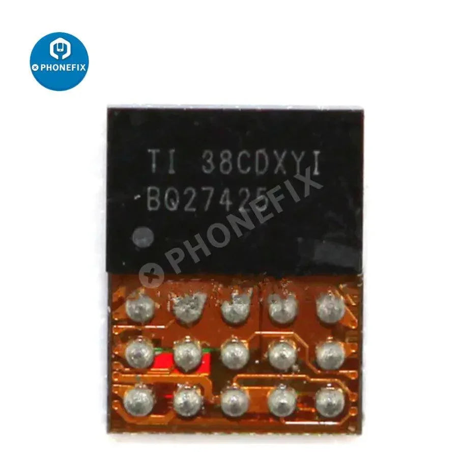 PhoneFix BQ25910 IC charging chip for Android phones, close-up of component on circuit board showing detailed electronic parts.