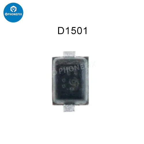 PHONEFIX iPhone backlight chip and diode repair kit with capacitor coil filter components, shown in the D1501 image.