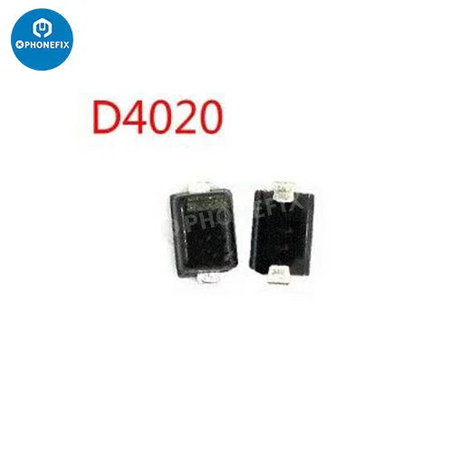 PHONEFIX iPhone backlight repair kit components including diode, capacitor, coil, and filter for screen backlight repair.