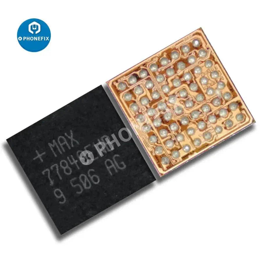 MAX77849EWB power charger IC from PHONEFIX for Samsung Note 4 and S6, showing the compact electronic component for mobile device charging.