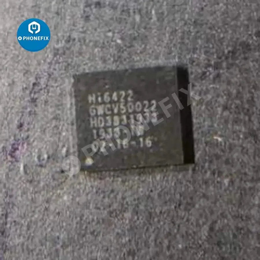 PhoneFix HI6422 V500 series IC power supply chip for Android phones, shown in close-up of the component on a circuit board.