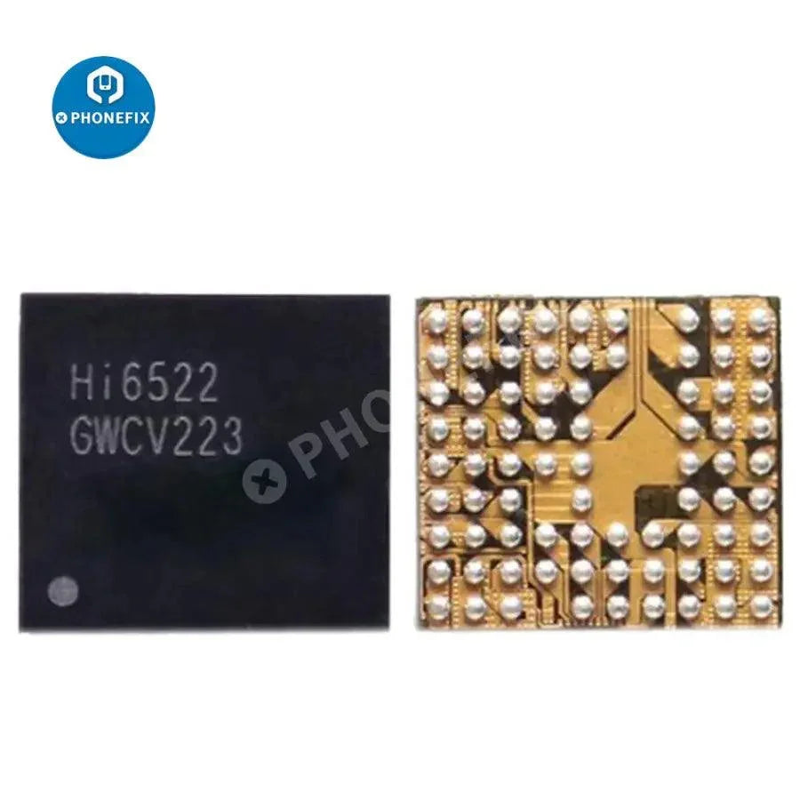 PhoneFix Huawei chip power IC for V120, V200, 6526, 6522, and V100 models, shown in close-up image.