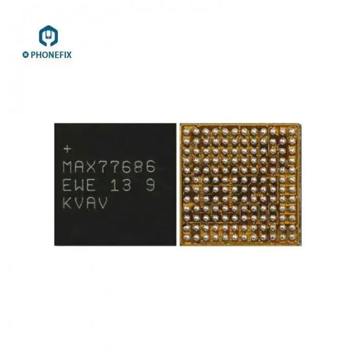 MAX77693 and MAX77686 power supply ICs for Samsung I9300, small and big components, used in phone repair by PHONEFIX.