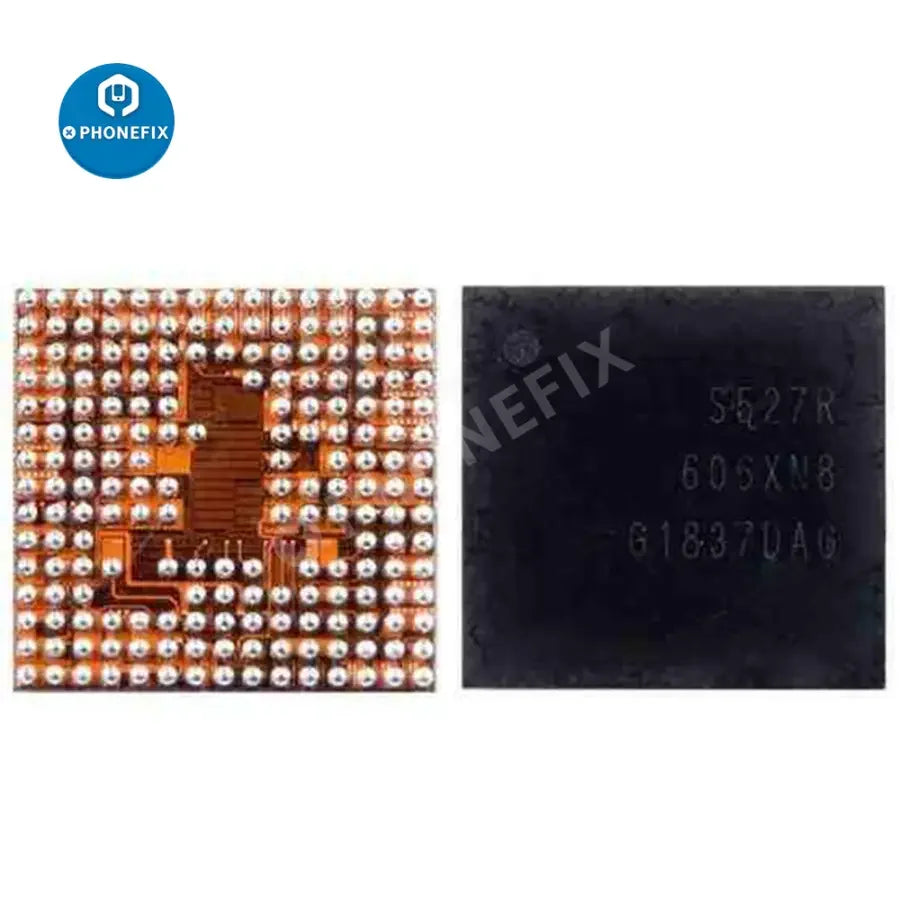 PhoneFix Power Audio Display Frequency IC for Samsung S9, A7, A10 smartphones, close-up of the electronic component on a circuit board.