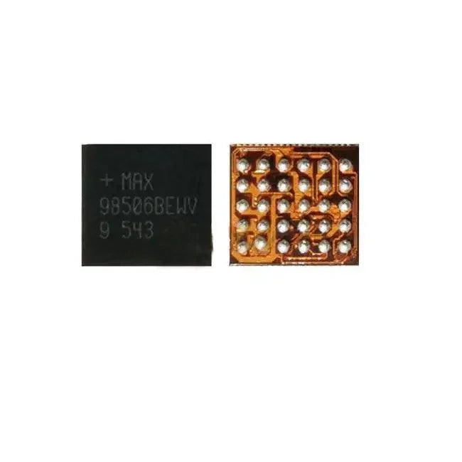 Samsung MAX98506BEWV audio frequency IC and WTR3925 charging IC component for mobile devices, by PHONEFIX.