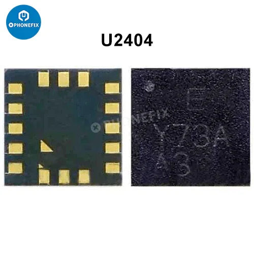 Remplacement de la puce de commande de vibreur du gyroscope IC de Phonefix pour iPhone, montrant le petit composant électronique sur un fond neutre.