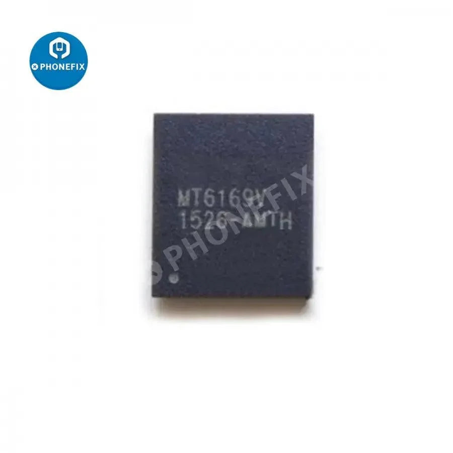 PhoneFix MT6329A power supply IC chip for Android phones, close-up of the component on a circuit board.