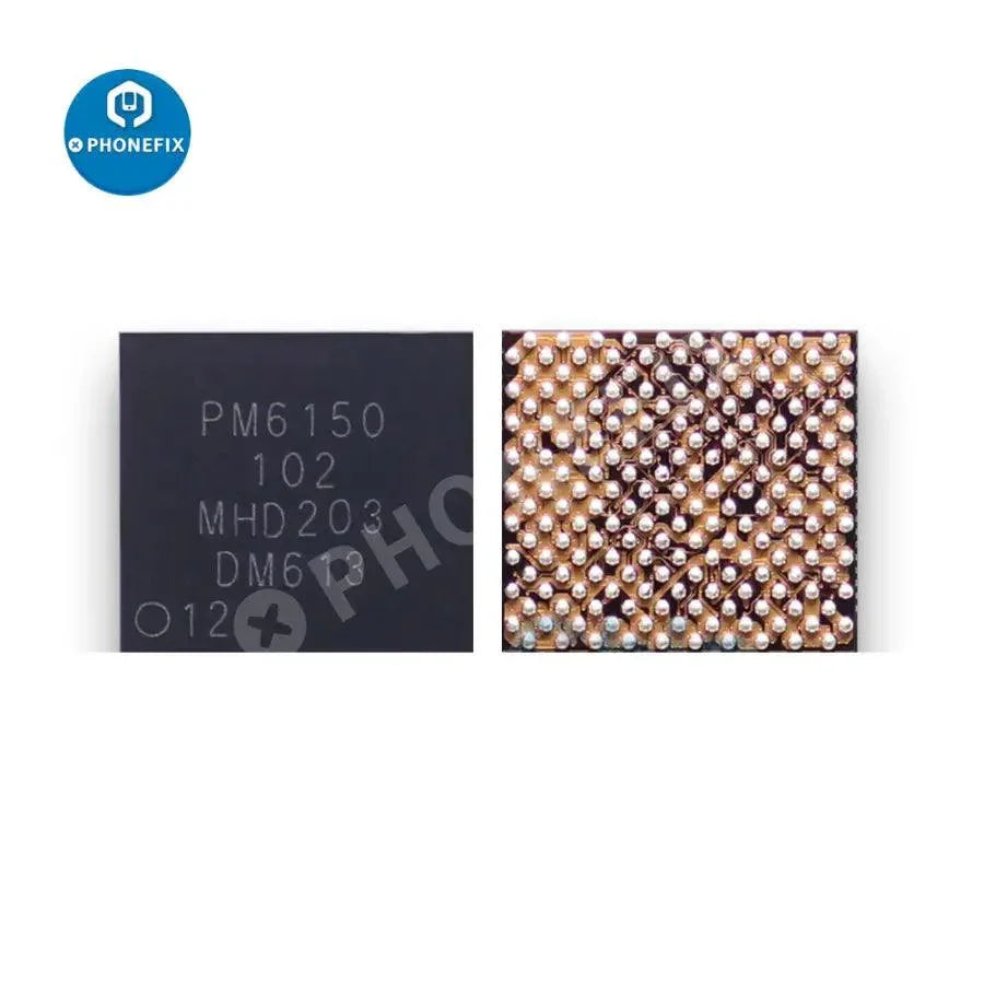 Redmi smartphone IC power chip for model PM6125 001/102, PM6150A 102/6150L 103, by PHONEFIX, shown on a white background