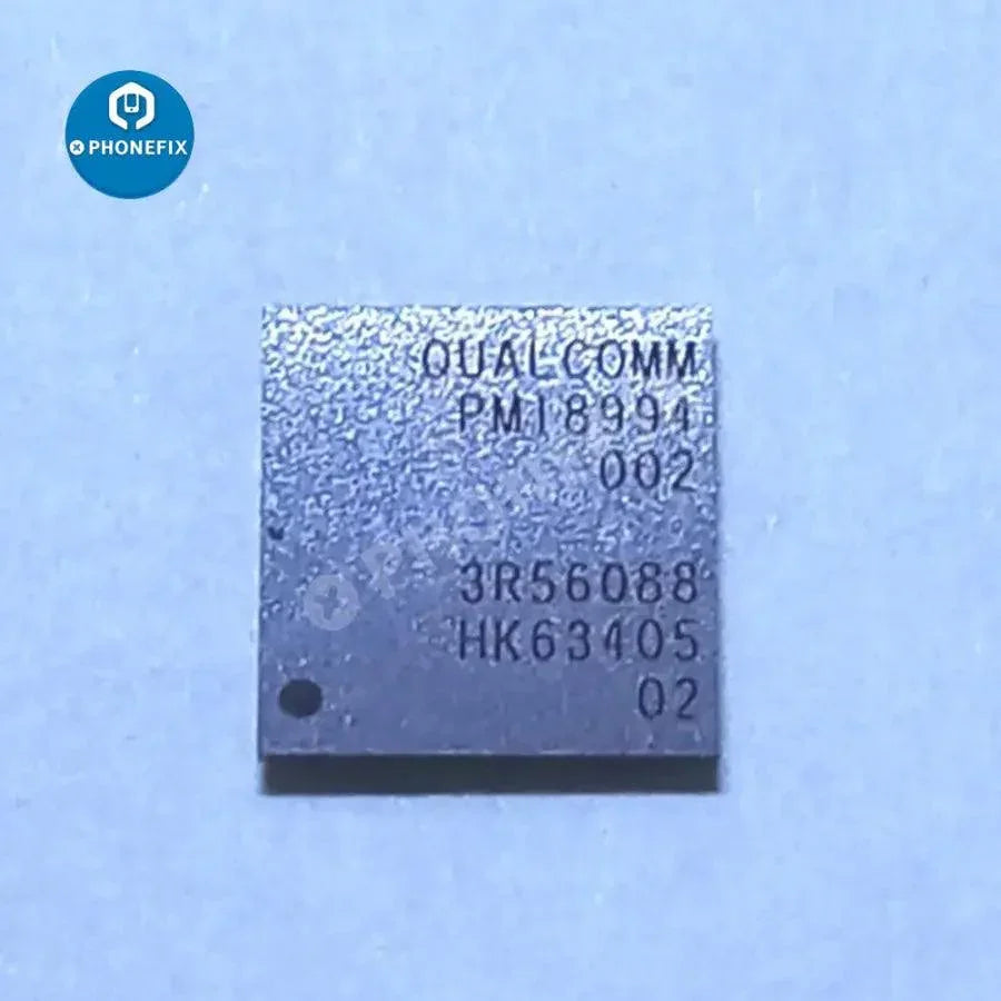 PhoneFix power supply IC chip components for Android phones, including PM8916, PMI8994, and PM8926 IC chips on a circuit board.