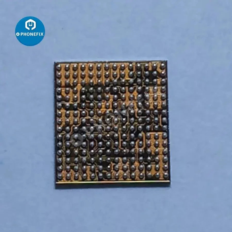 Close-up of PHONEFIX power supply IC chips PM8916, PMI8994, and PM8926 used in Android phones on a circuit board.