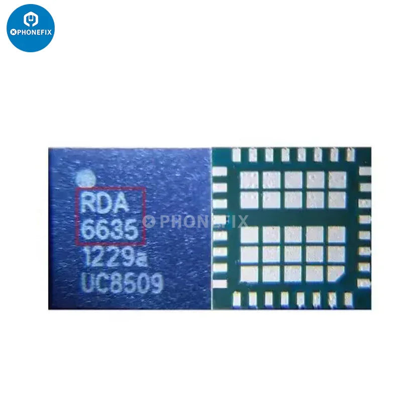 Power amplifier IC RDA6635 and RDA6582 PA chip for Huawei smartphones, showing components on a circuit board.