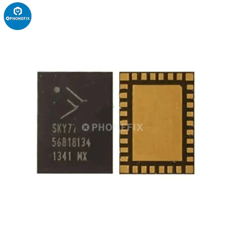 Main Power Amplifier IC 77554-31 77754-11 PMIC chip for Huawei devices, shown on circuit board with electronic components.