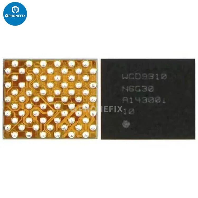 WCD9310 and WCD9320 audio frequency IC components for Xiaomi Note 3, shown on a white background.