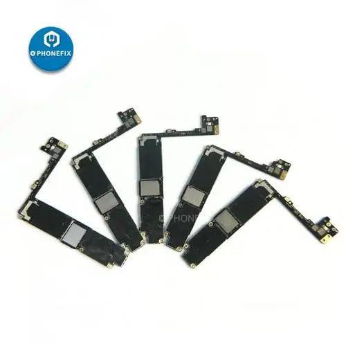 Damaged junk iPhone motherboard for repair training, compatible with iPhone 6 to 14PM, by PHONEFIX, showing broken components.