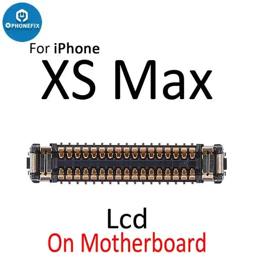 Phonefix iPhone X XS MAX XR LCD display with 3D Touch FPC connector port, component on board for repair or replacement.