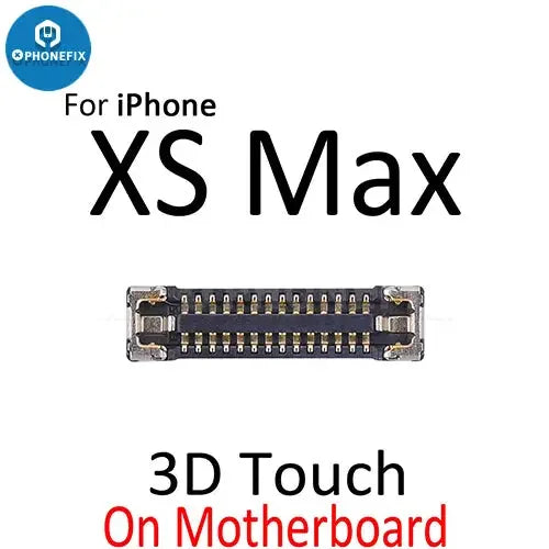 PHONEFIX iPhone X XS MAX XR LCD display with 3D Touch FPC connector port, component on board for replacement or repair.
