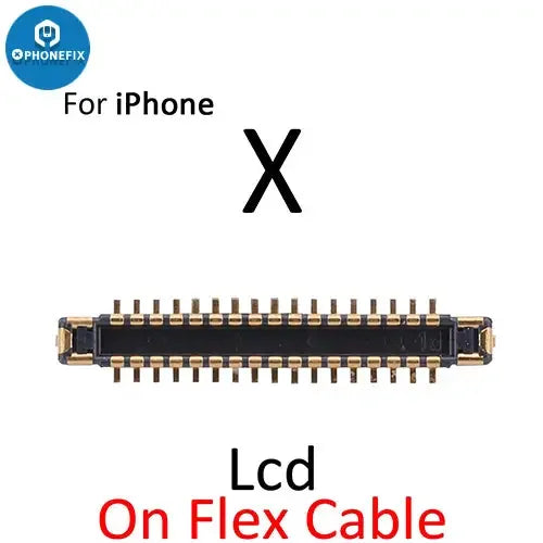 PhoneFix iPhone X XS MAX XR LCD display with 3D Touch FPC connector port on board, component for repair or replacement.