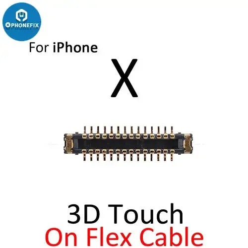 PhoneFix iPhone X XS MAX XR LCD display with 3D Touch FPC connector port, component on board for repair or replacement.