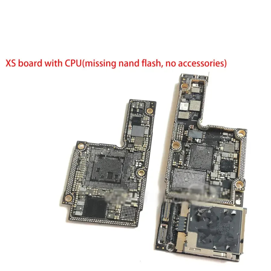Used damaged iPhone X to Pro Max motherboard skill training board by PHONEFIX, showing visible damage and component layout.