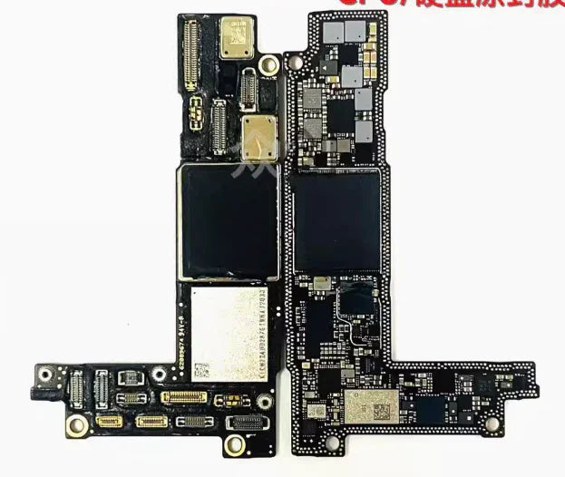 Used damaged iPhone motherboard skill training board for iPhone X to 12 Pro Max, designed for phone repair practice by PHONEFIX.