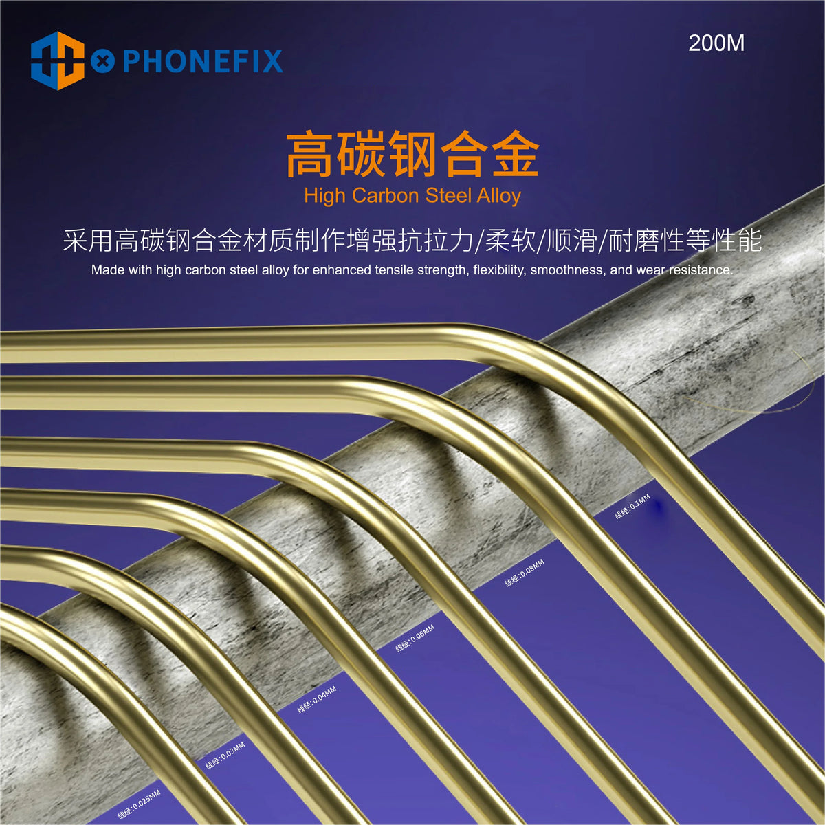 PHONEFIX Fil de coupe en acier haute dureté pour la séparation d'écrans de téléphone, outil consommable durable pour des réparations précises