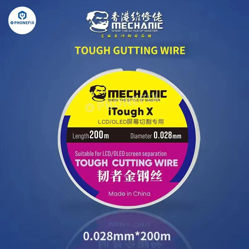 Fil de coupe ultrafin PhoneFix iTough X Tough pour écrans LCD et OLED, outil consommable de précision de 0.028 mm.