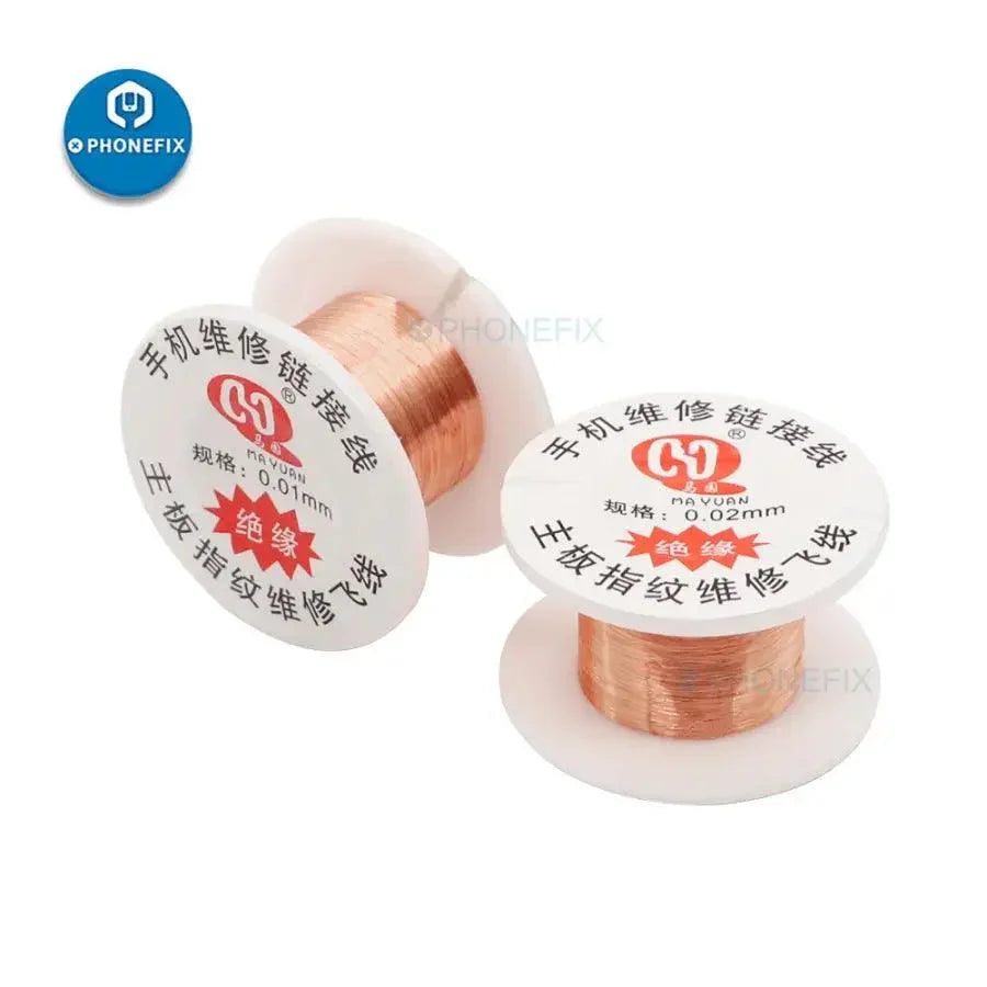 Copper jumper wire for phone BGA soldering repair, 0.01mm thick, from PHONEFIX, used as consumables for circuit repair.