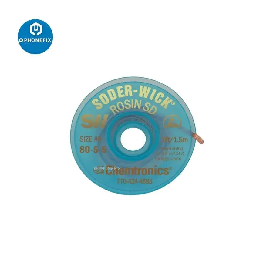 Original SODER WICK Suction Wire SW 18025/35/45/55 for phone repair, shown in a close-up image of the consumable tool.