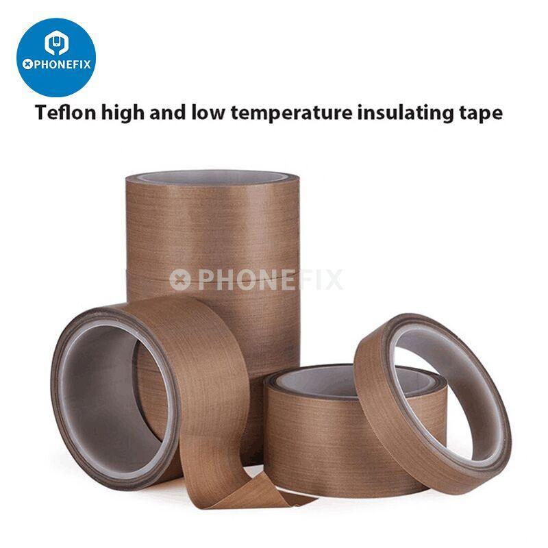 Ruban adhésif en tissu PTFE Téflon résistant aux hautes températures de PHONEFIX, présenté en rouleau avec une surface lisse et résistante à la chaleur.