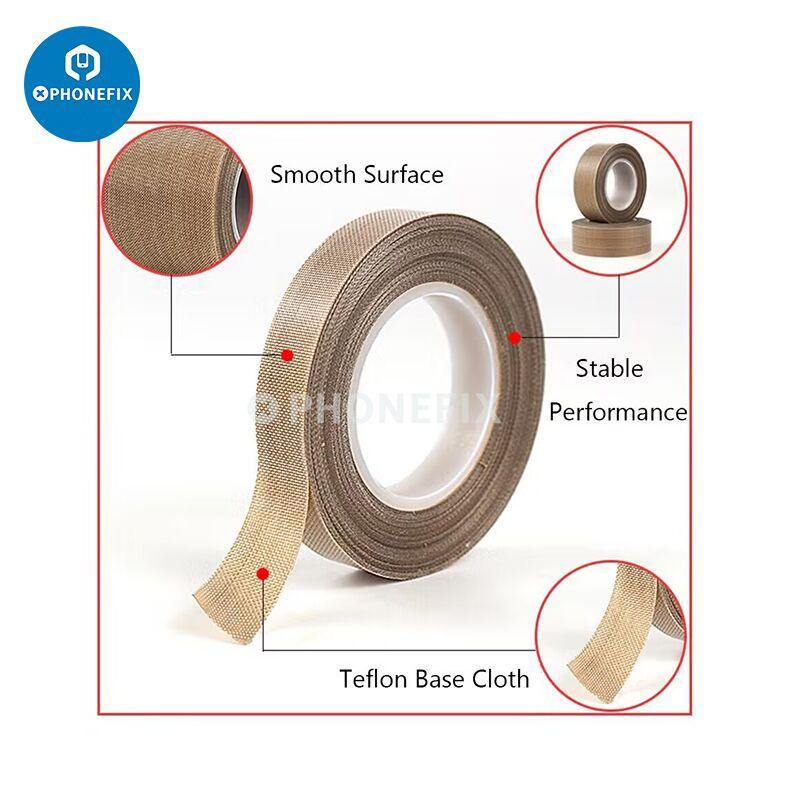 Ruban adhésif en tissu PTFE Téflon résistant aux hautes températures de PHONEFIX, utilisé comme consommable durable pour les applications sensibles à la chaleur.