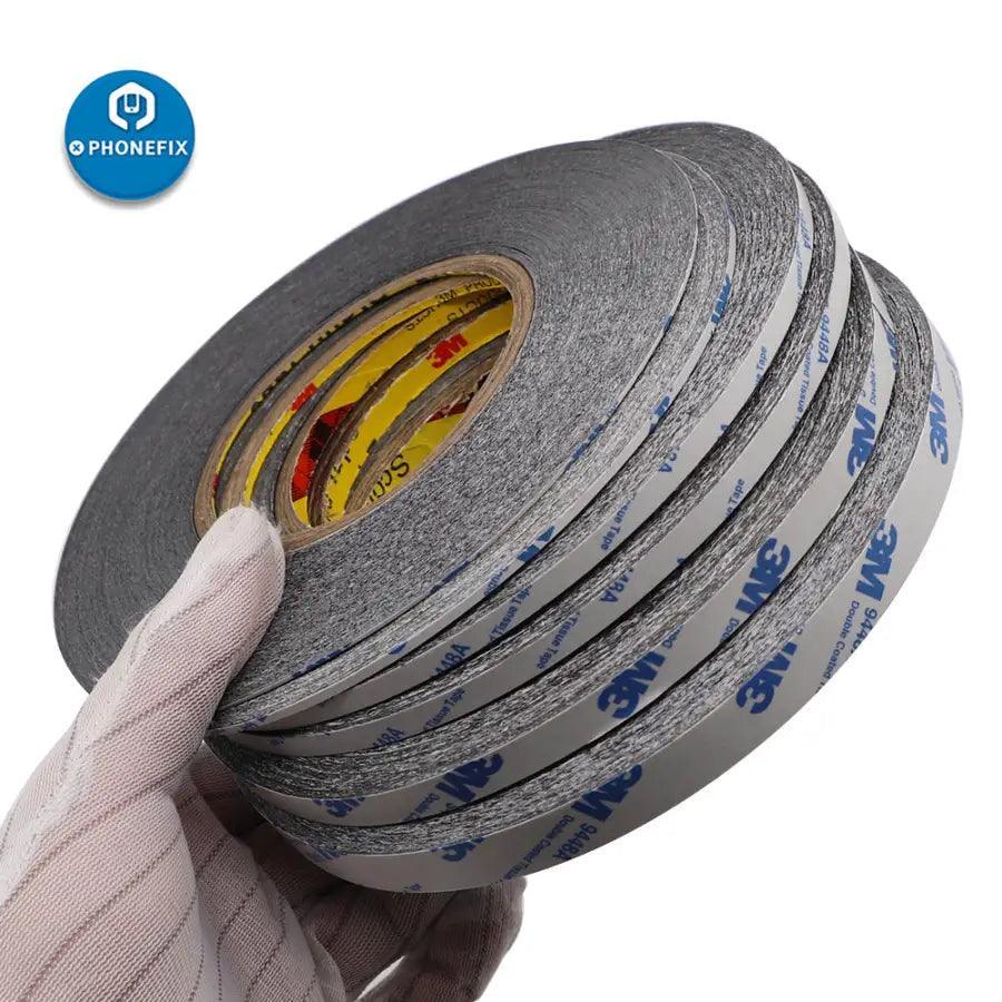 3M Black Double Sided Adhesive Tape for phone touch screen repair by PHONEFIX, shown on a white background.