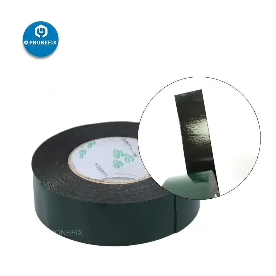 Black double-sided foam adhesive tape for LCD screen repair, used as consumables in phone repair by PHONEFIX.
