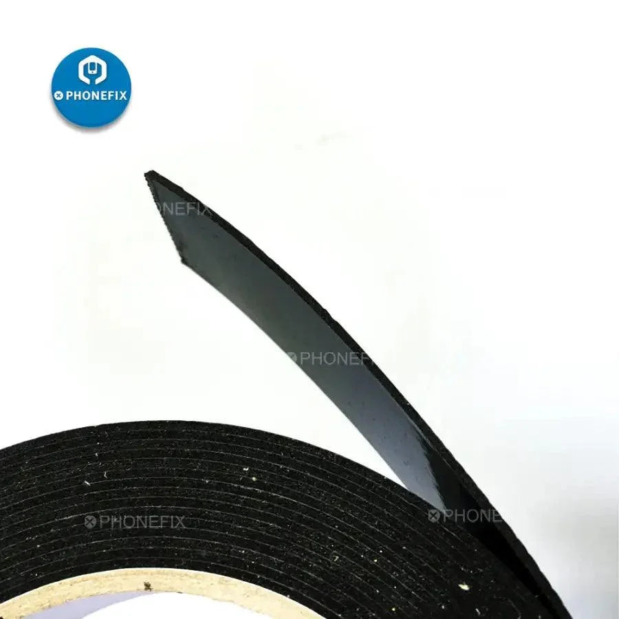 Black double-sided adhesive foam tape for phone LCD screen repair, used as consumable repair tool from PHONEFIX.