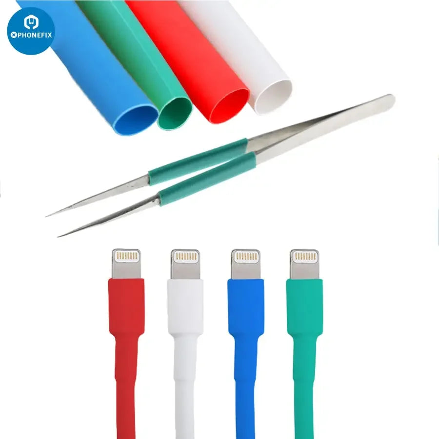 Set of 200 pre-cut heat shrink tubing from PHONEFIX in 6mm, 8mm, and 10mm sizes, ideal for electronics insulation and repairs.