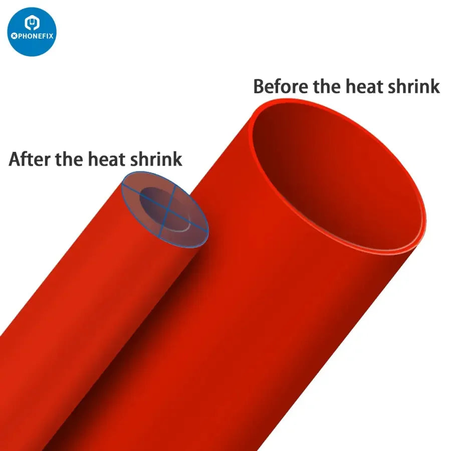 Set of 200 PHONEFIX 6mm, 8mm, 10mm pre-cut heat shrink tubing for electronic repairs and insulation.