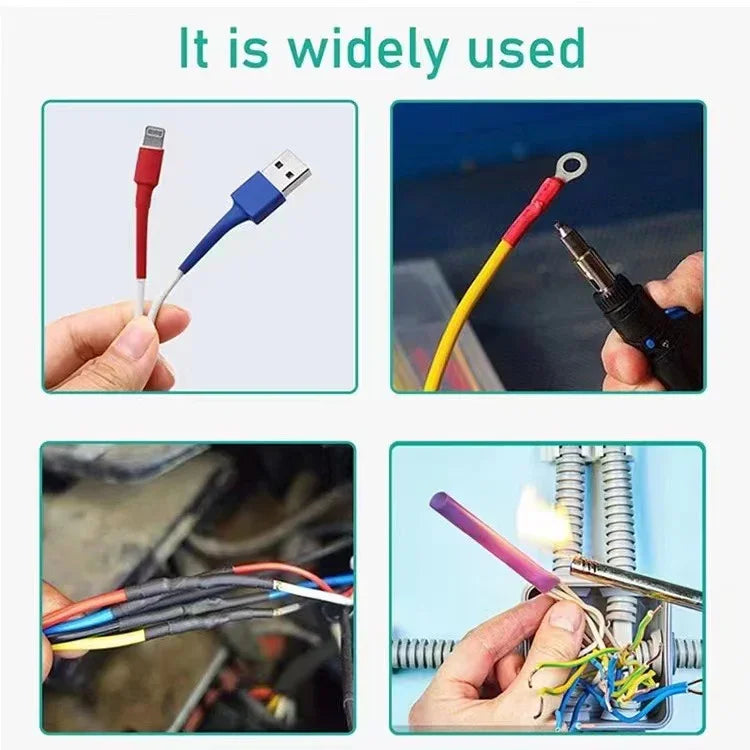 Set of 200 PHONEFIX 6mm, 8mm, 10mm pre-cut heat shrink tubing for electrical insulation and repairs.