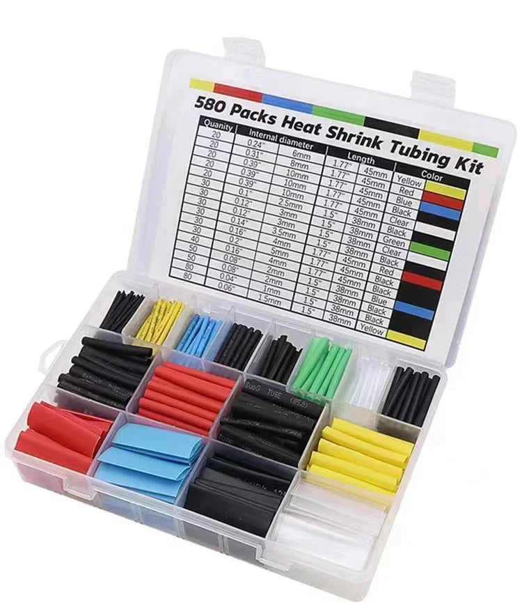 Set of 200 pre-cut heat shrink tubing in 6mm, 8mm, and 10mm sizes by PHONEFIX, used for electrical insulation and repairs.