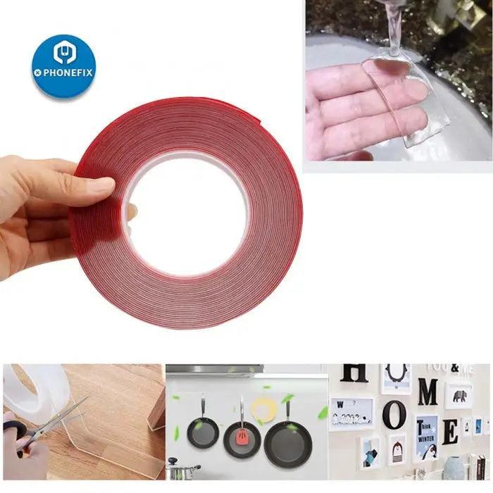 Red PET film with strong double-sided adhesive, 1mm thick and 10m long, used as a consumable for electronics repair.