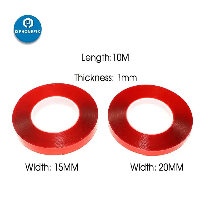 Red PET film, 1mm thick, 10m length, strong double-sided adhesive, no trace, used as consumable material by PHONEFIX.