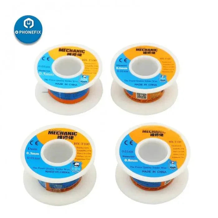PhoneFix Sn63% Pb37% rosin core tin solder wire for phone BGA repair, 50g, 0.2mm diameter, ideal for electronic soldering.