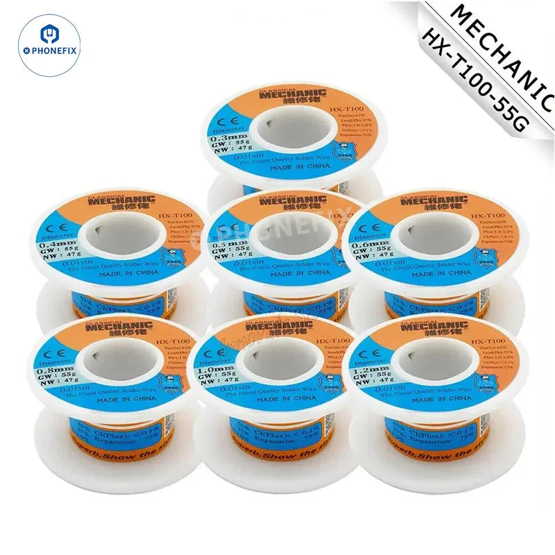 Sn63% Pb37% rosin core tin solder wire from PHONEFIX, ideal for phone BGA repair and electronic soldering tasks.