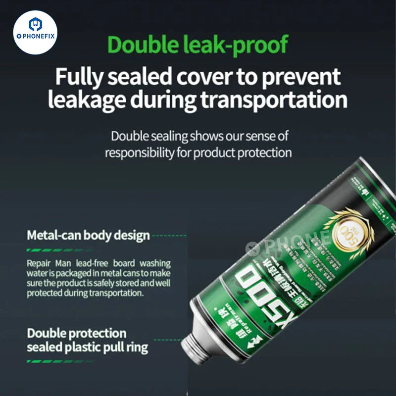 PhoneFix Repairman 530 electronic cleaner for PCB, LCD, and camera cleaning, 500ml consumable cleaning solution.