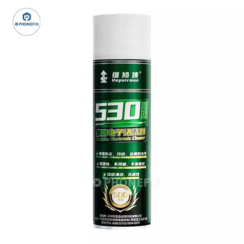 PhoneFix Repairman 530 electronic cleaner 500ml for PCB, LCD, and camera cleaning, ideal for electronic device maintenance.