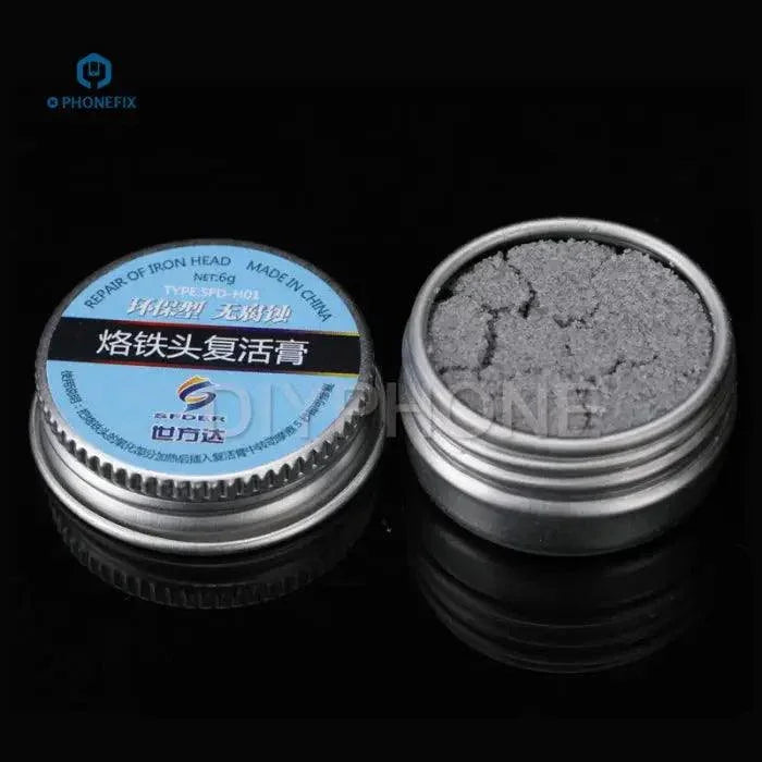Oxidized soldering tip recovering solder cream cleaner from PHONEFIX, 5g consumable for restoring soldering tip performance.