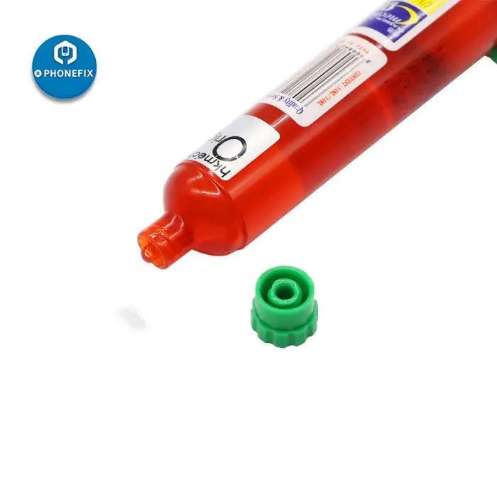 Mechanic TP2500 LOCA UV glue liquid optical clear adhesive for phone repairs, shown in a tube with clear liquid inside.